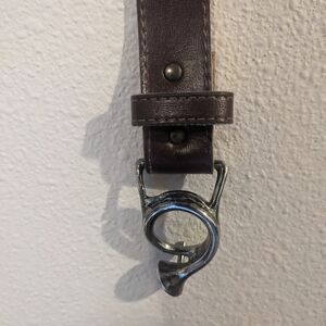 Brown Leather Belt with Silver Trumpet Buckle